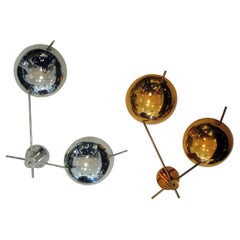 Pair of Italian Modern Chrome & Copper Sconces By Stilnovo, 1950s