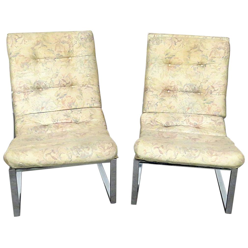 Pair of Italian Modern Flat Bar Lolling Chairs