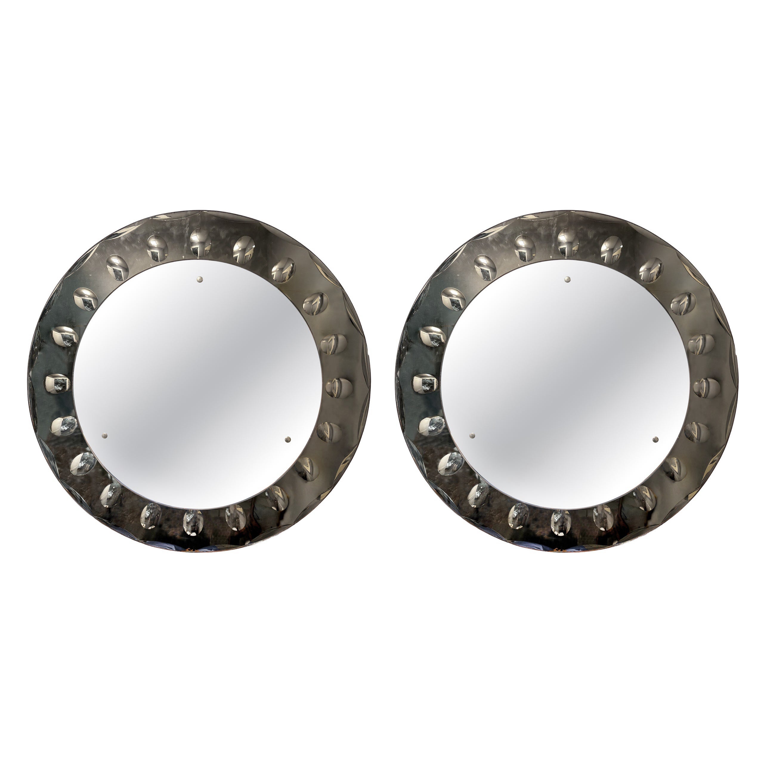 Pair Of Italian Modern Fontana Arte Inspired Mirrors