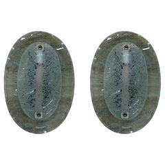 Pair Of Italian Modern Fontana Arte Style Glass Sconces