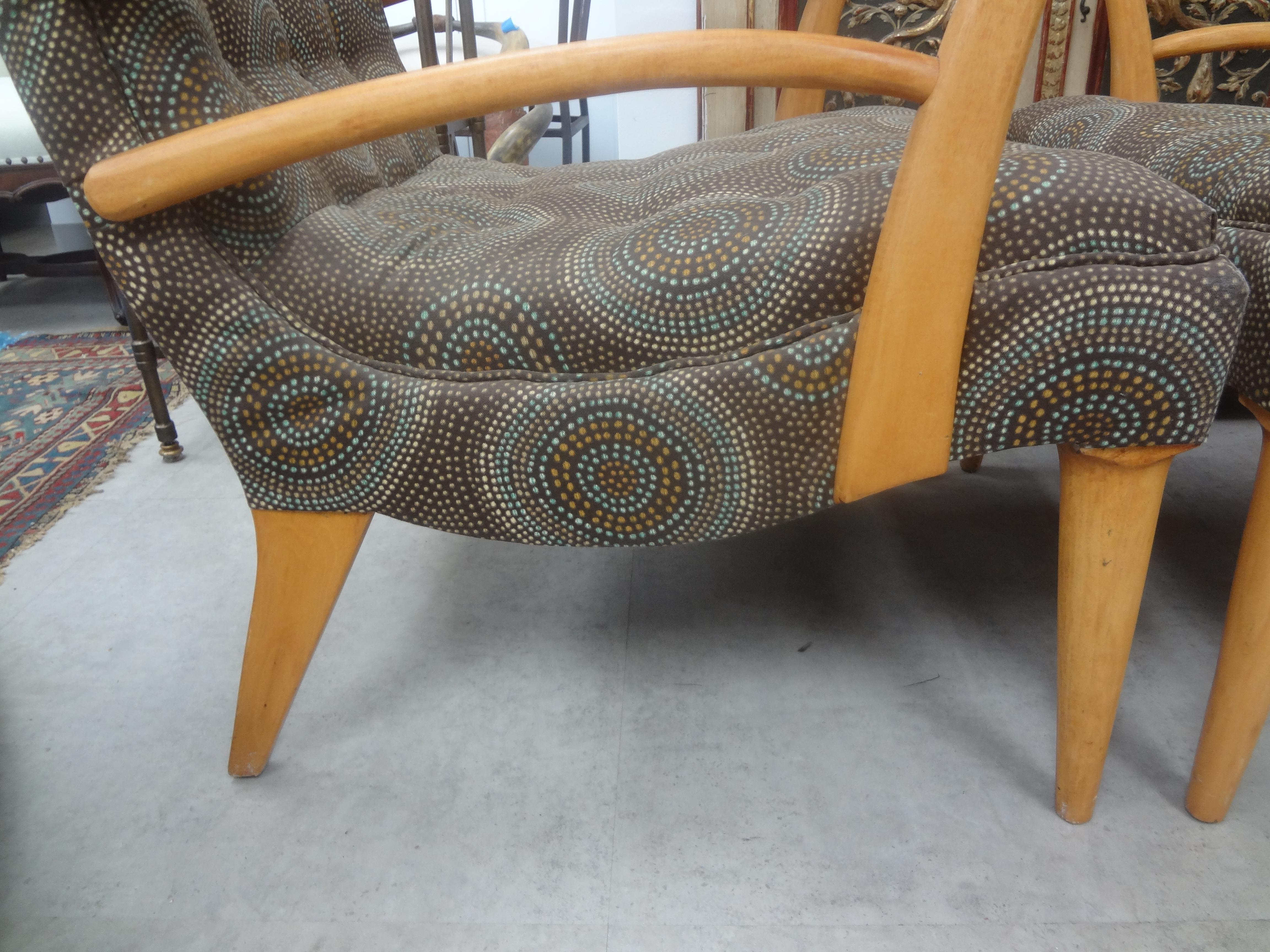 Pair of Italian Modern Fruitwood Lounge Chairs For Sale 4