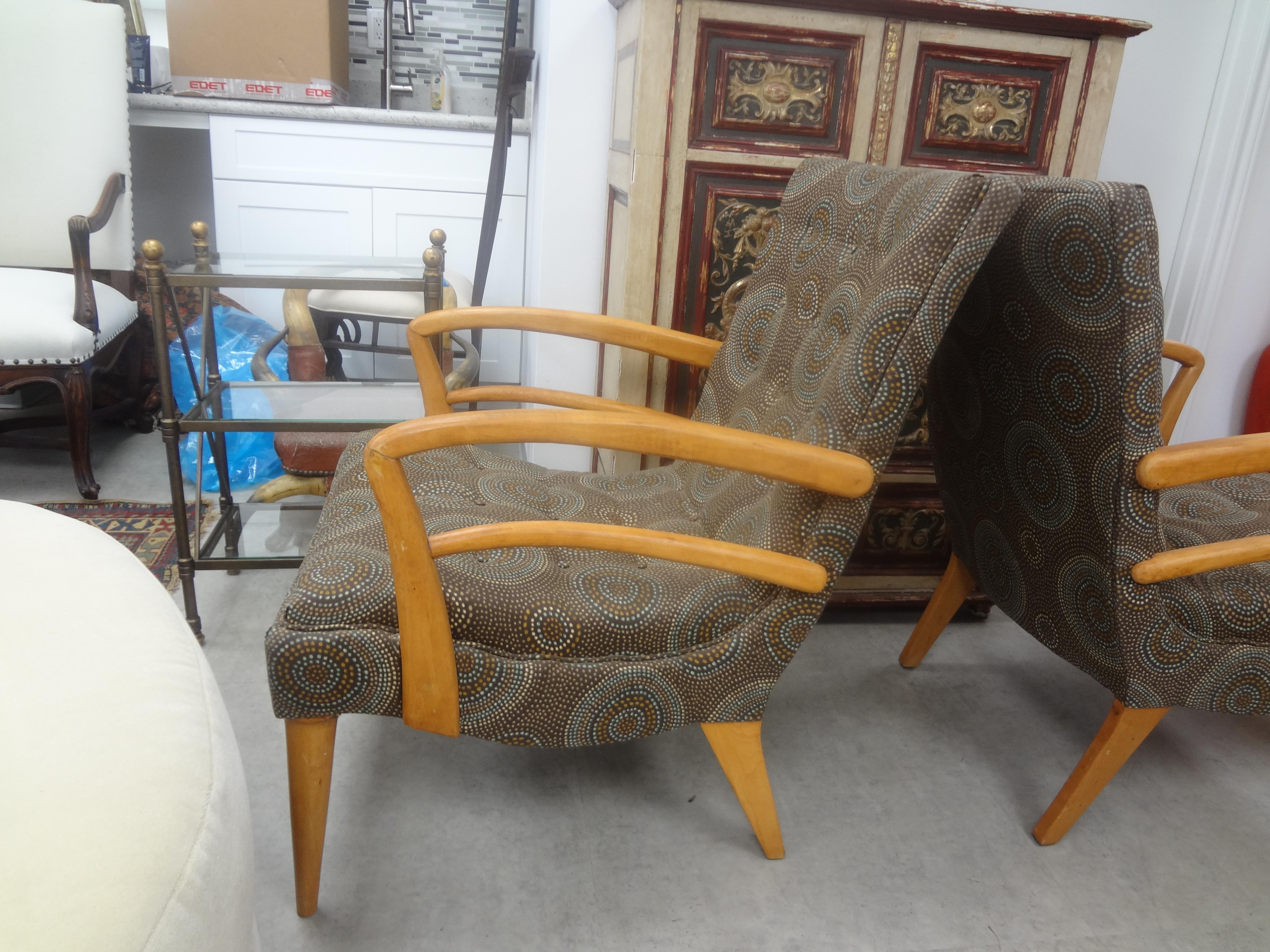 Pair of Italian Modern Fruitwood Lounge Chairs For Sale 6