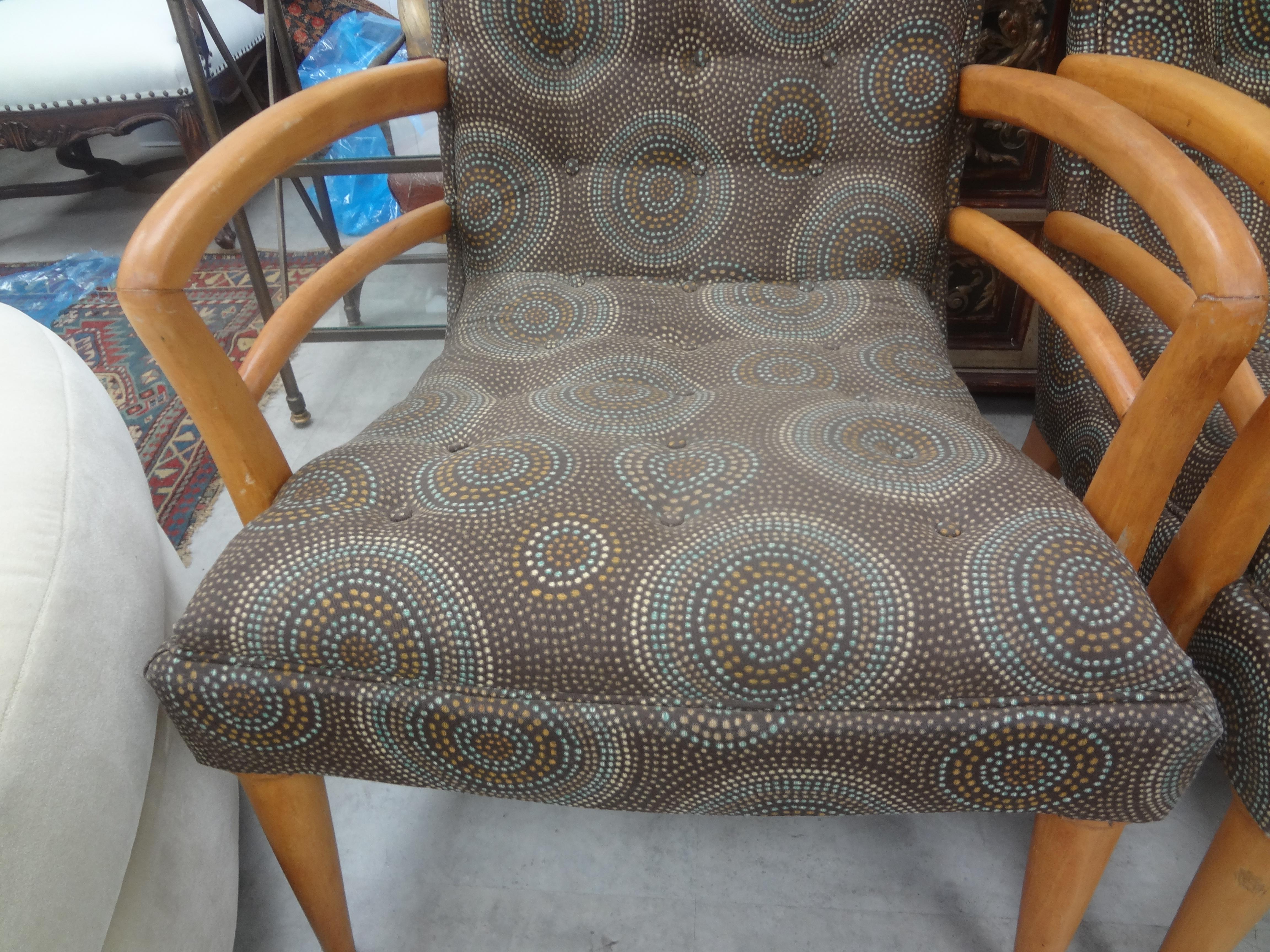 Pair of Italian Modern Fruitwood Lounge Chairs In Good Condition For Sale In Houston, TX