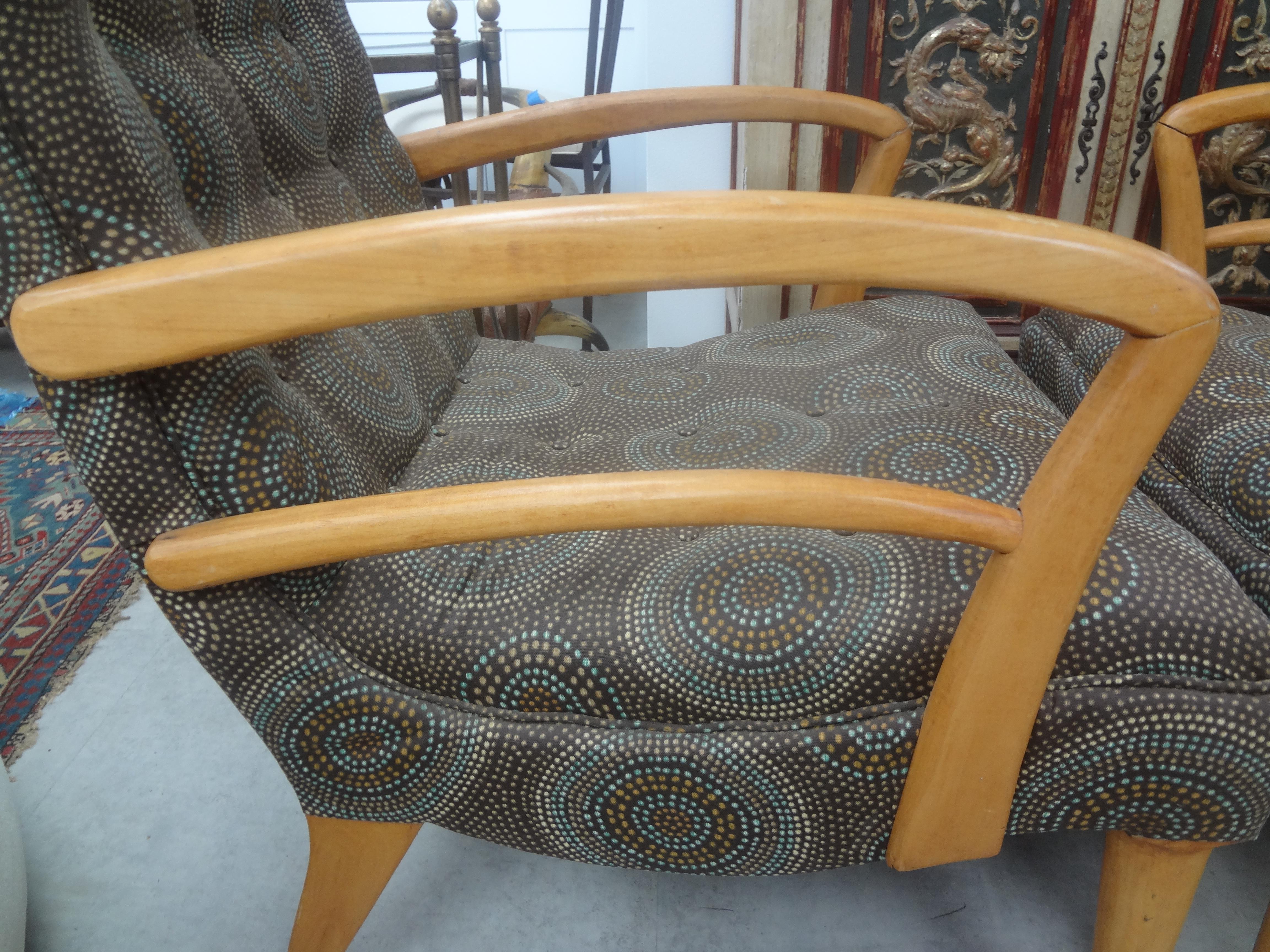 Pair of Italian Modern Fruitwood Lounge Chairs For Sale 3