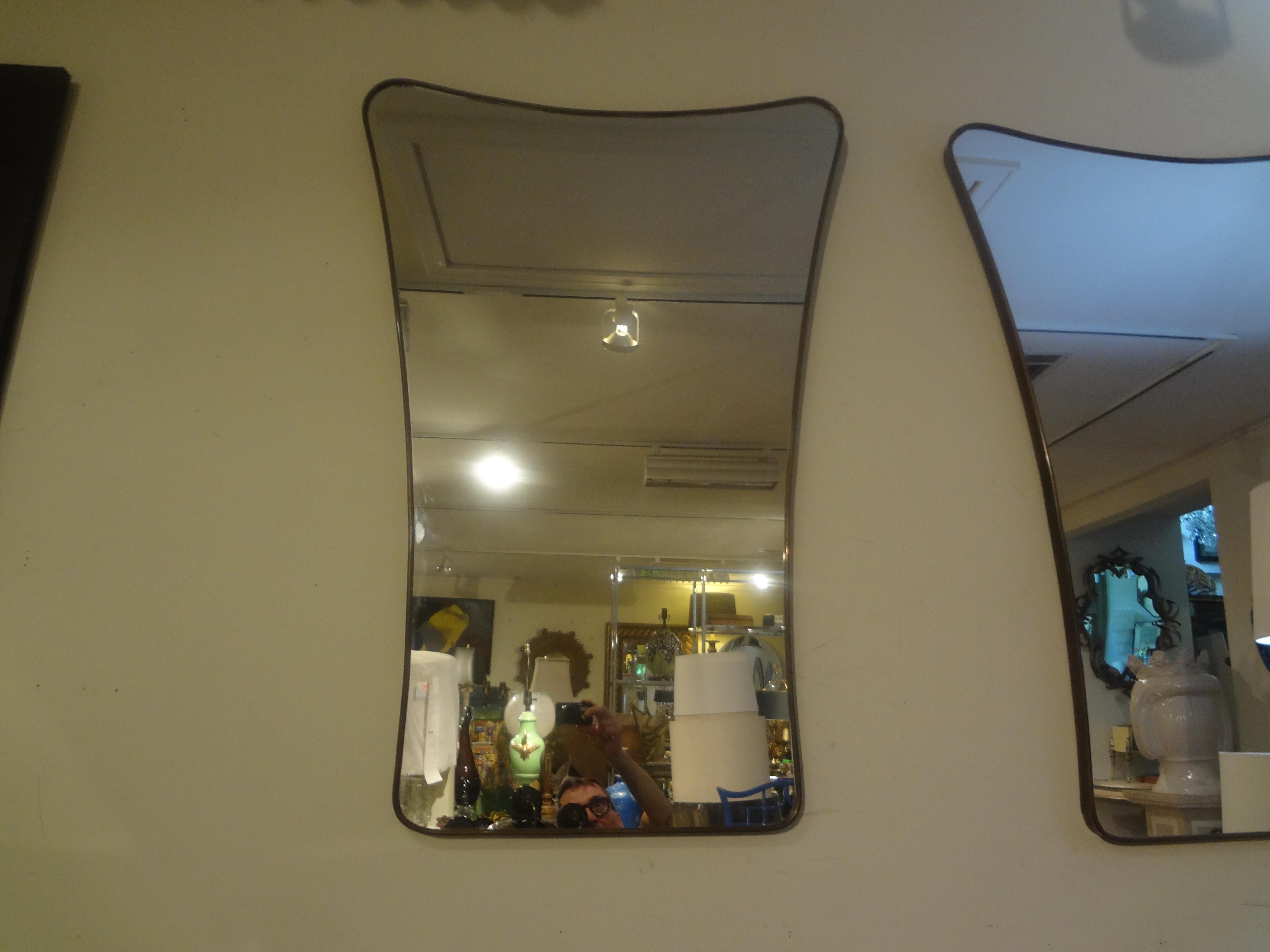 Pair Of Italian Modern Gio Ponti Inspired Brass Mirrors 2