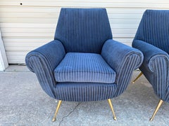 Pair Of Italian Modern Gio Ponti Inspired Lounge Chairs