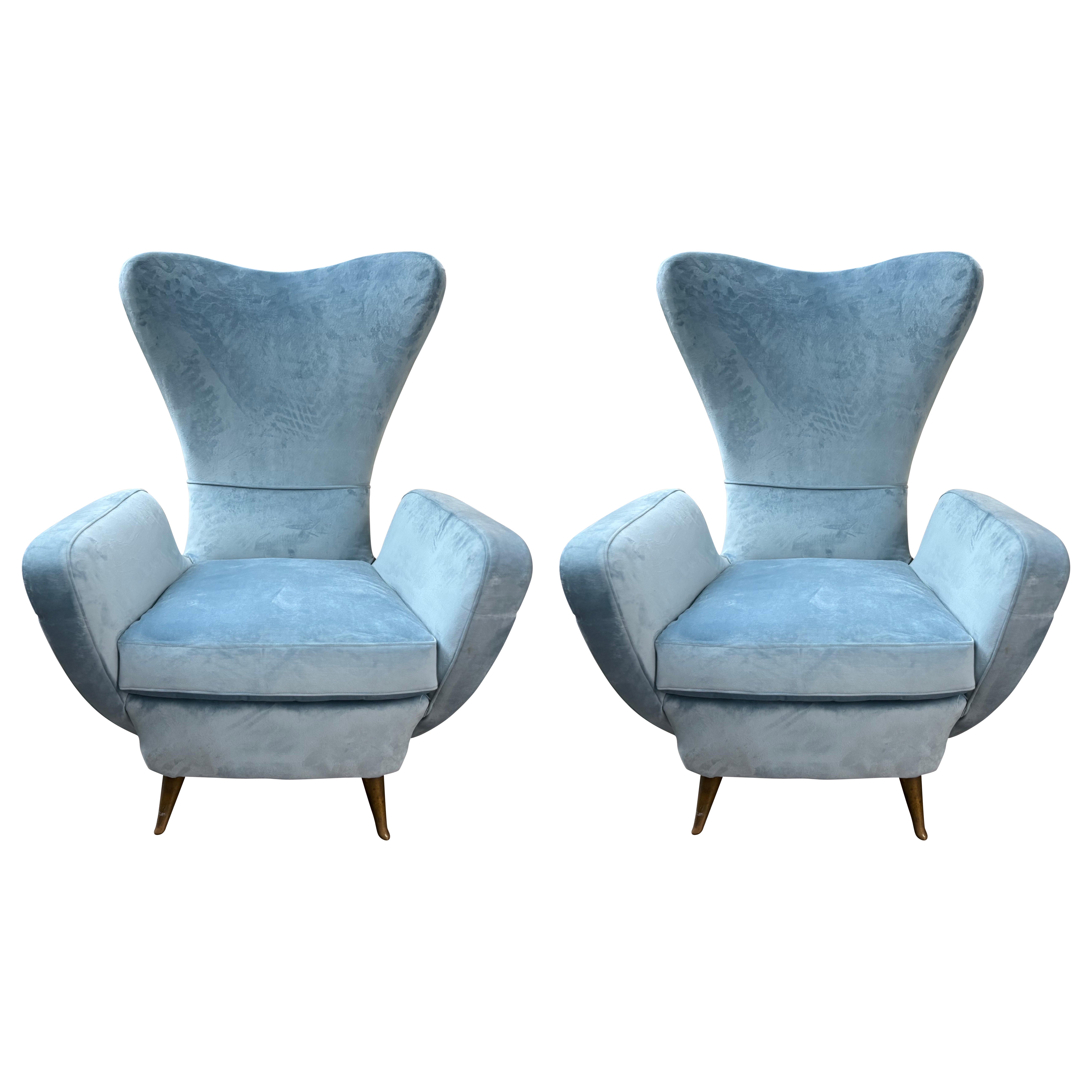 Paire de chaises longues modernes italiennes inspirées de Gio Ponti