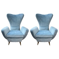 Paire de chaises longues modernes italiennes inspirées de Gio Ponti