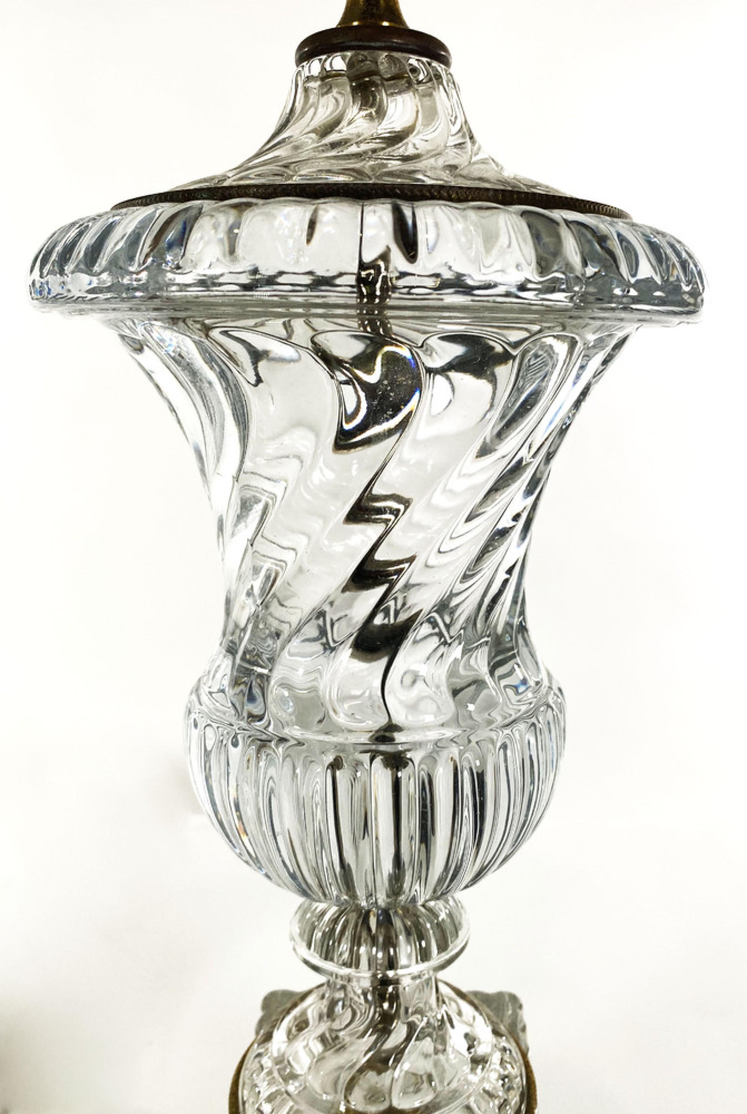 Mid-Century Modern Pair of Italian Modern Glass and Brass Lamps, Baroiver & Toso For Sale