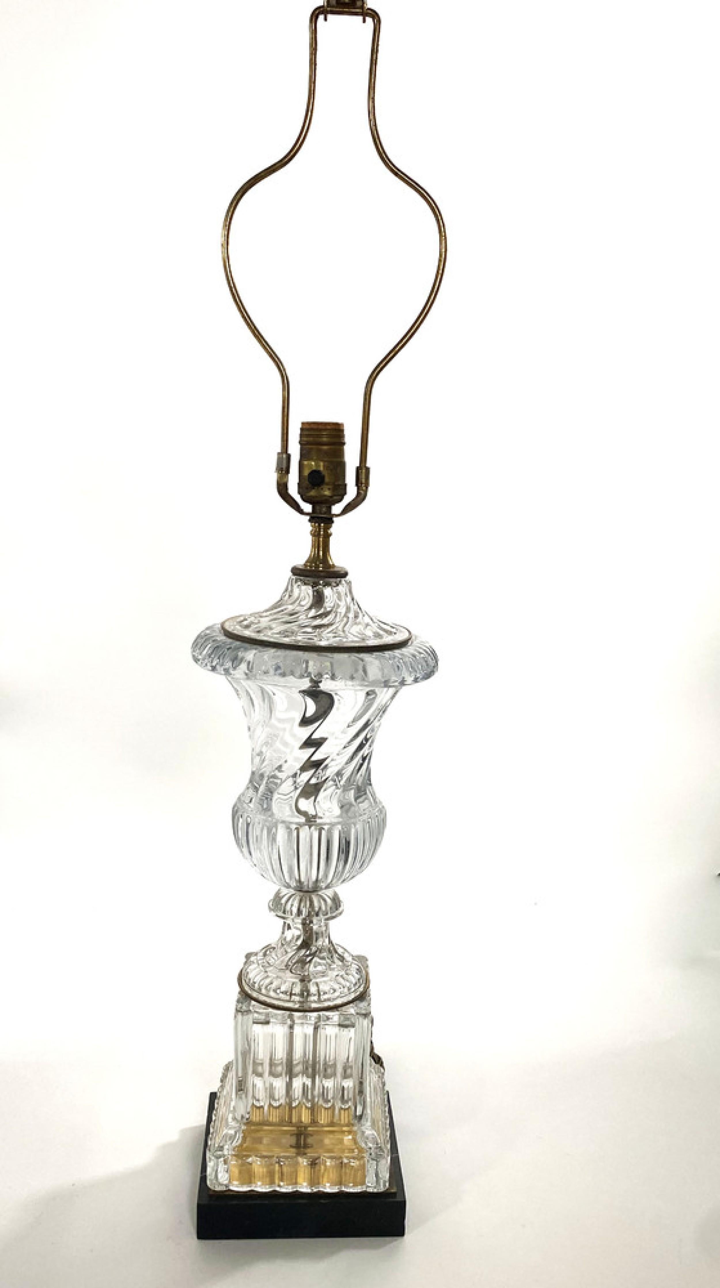 Pair of Italian Modern Glass and Brass Lamps, Baroiver & Toso In Good Condition For Sale In Queens, NY