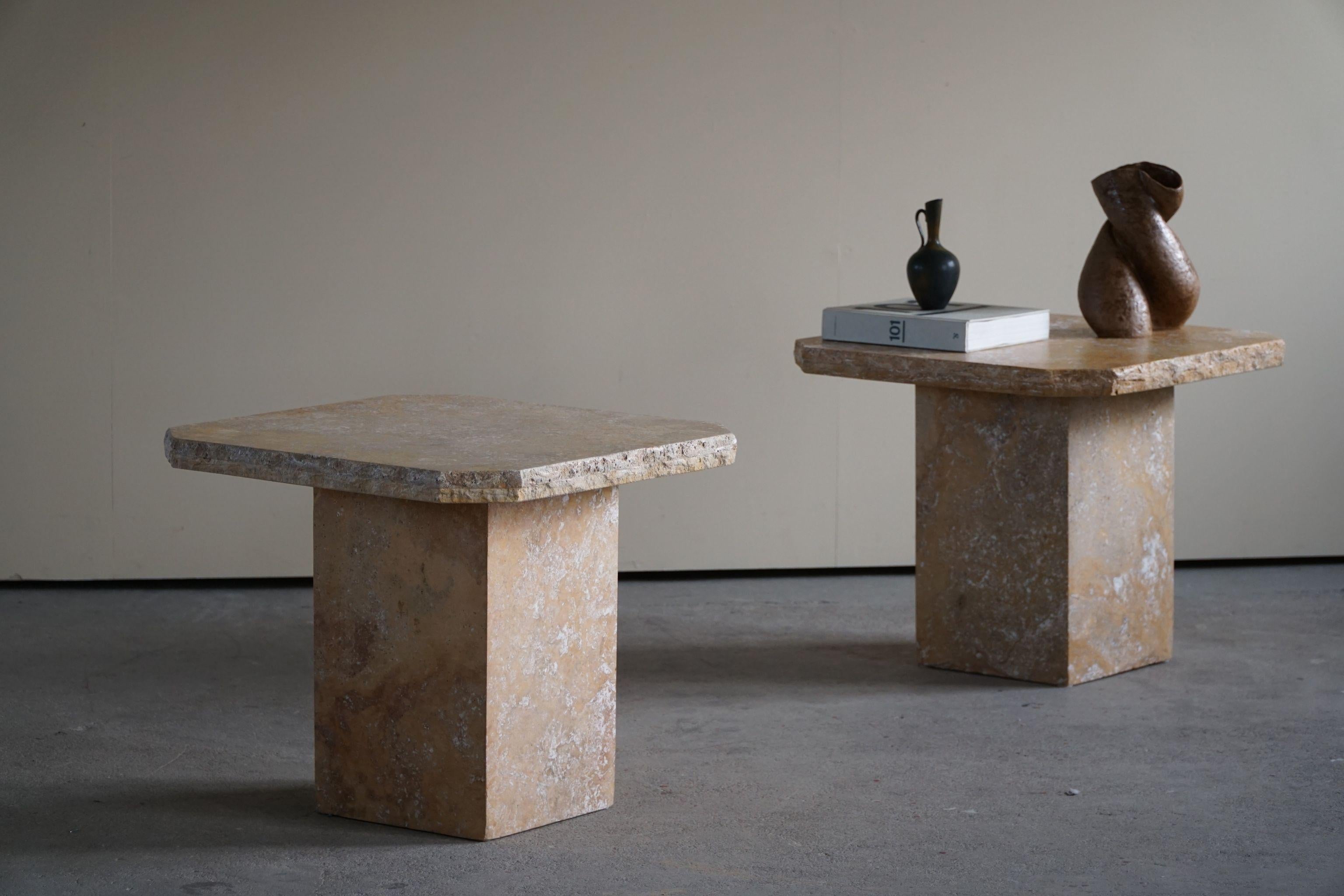 Late 20th Century Pair of Italian Modern Granite Side Tables, 1980s