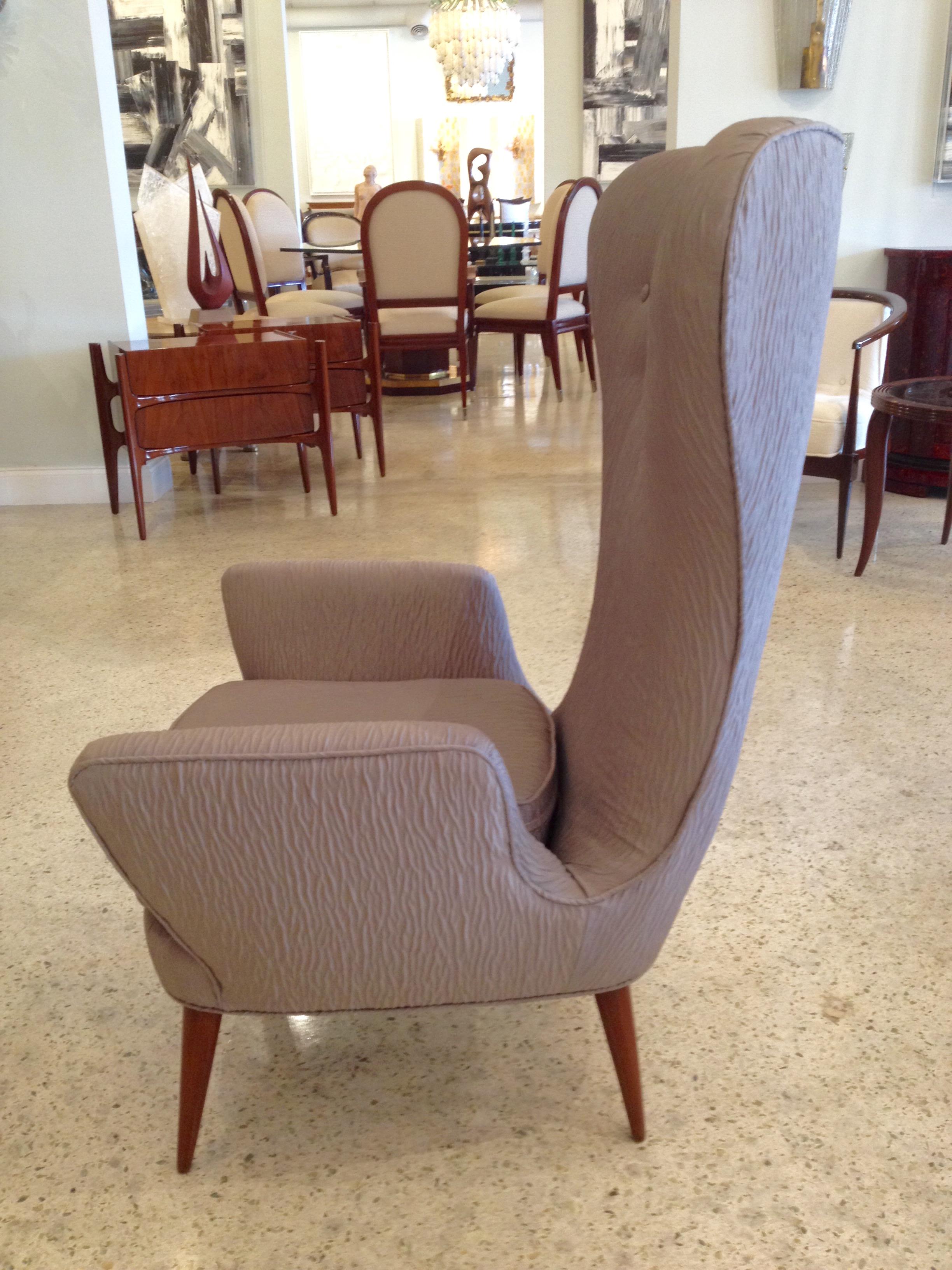 Mid-20th Century Pair of Italian Modern High Back Chairs For Sale