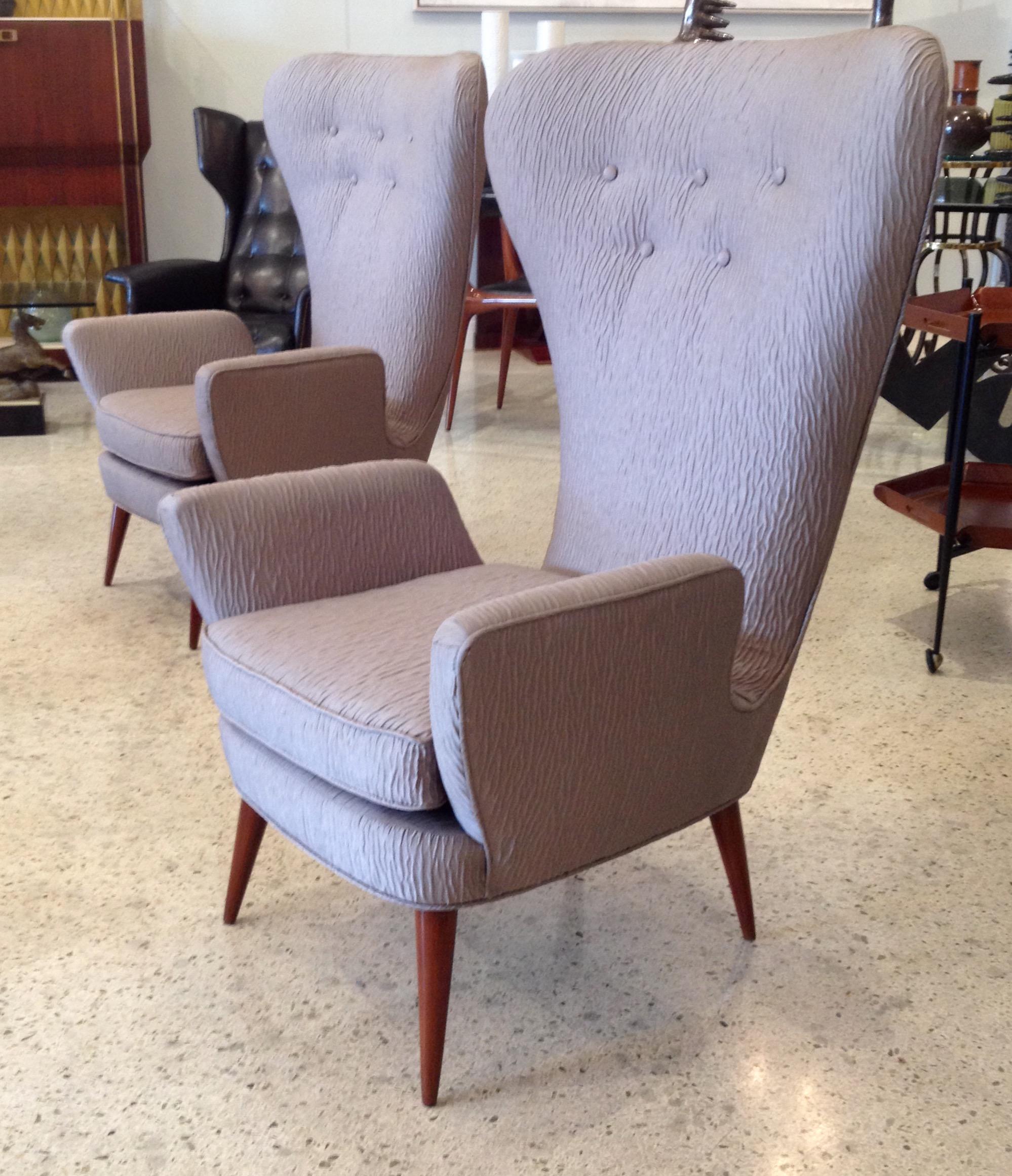 Pair of Italian Modern High Back Chairs For Sale 1