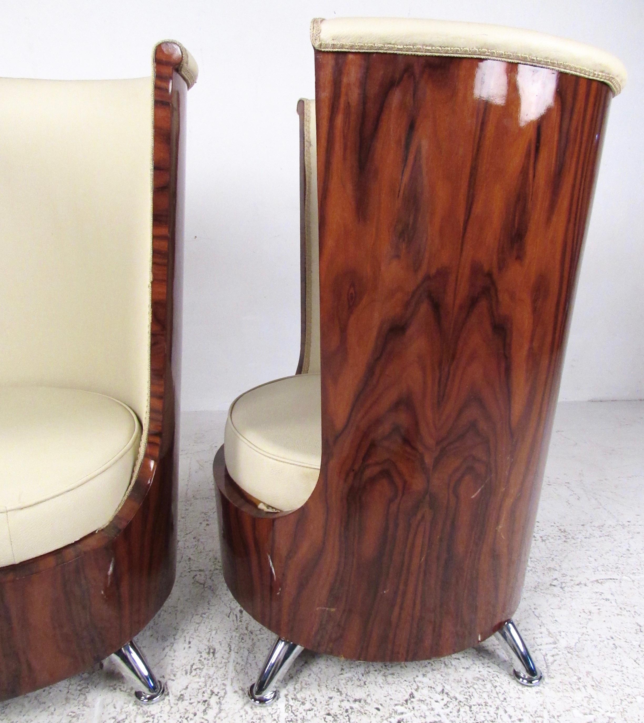 Upholstery Pair of Italian Modern Highback Club Chairs