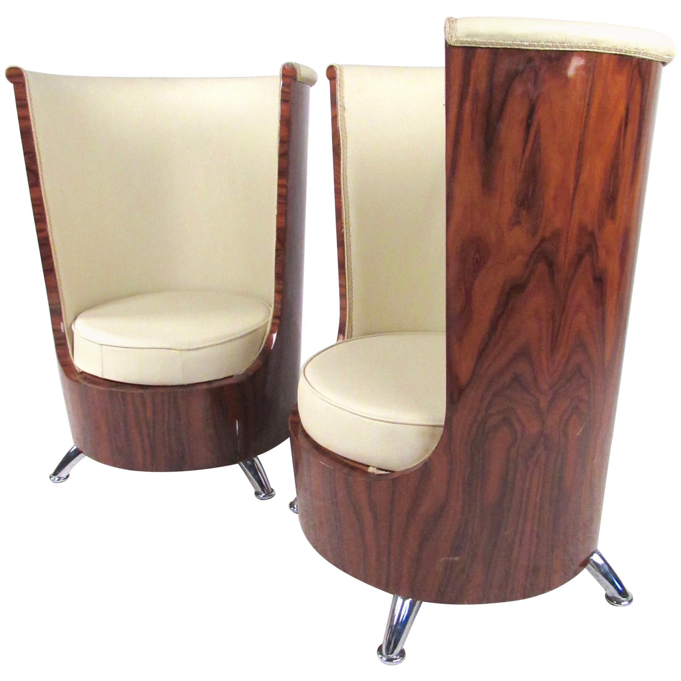 Pair of Italian Modern Highback Club Chairs