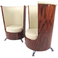 Pair of Italian Modern Highback Club Chairs