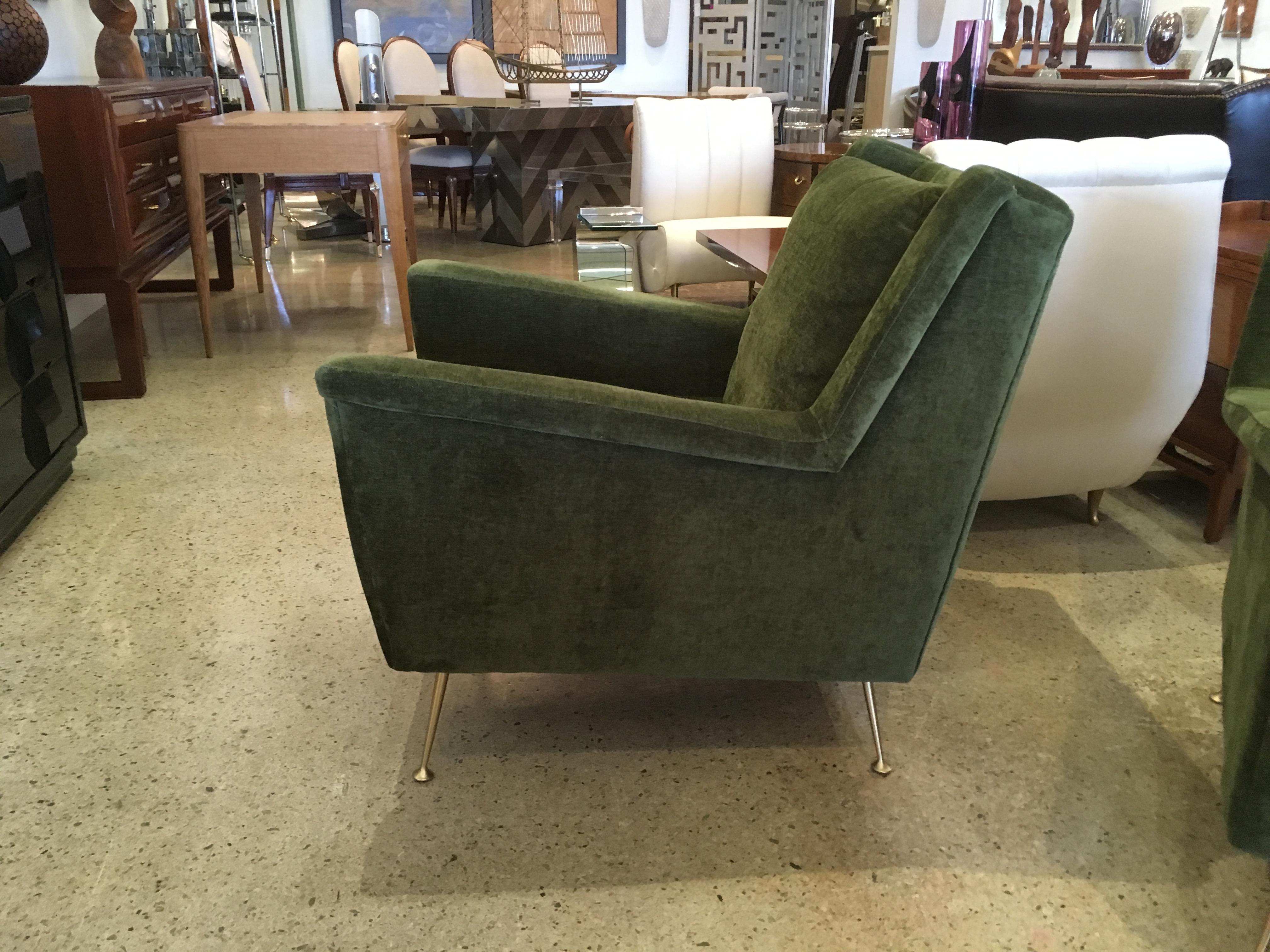 Pair of Italian modern lounge armchairs, style of Gio Ponti.