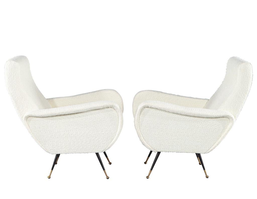Pair of Italian Modern Lounge Chairs In Good Condition For Sale In North York, ON