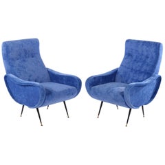 Vintage Pair of Italian Modern Lounge Chairs