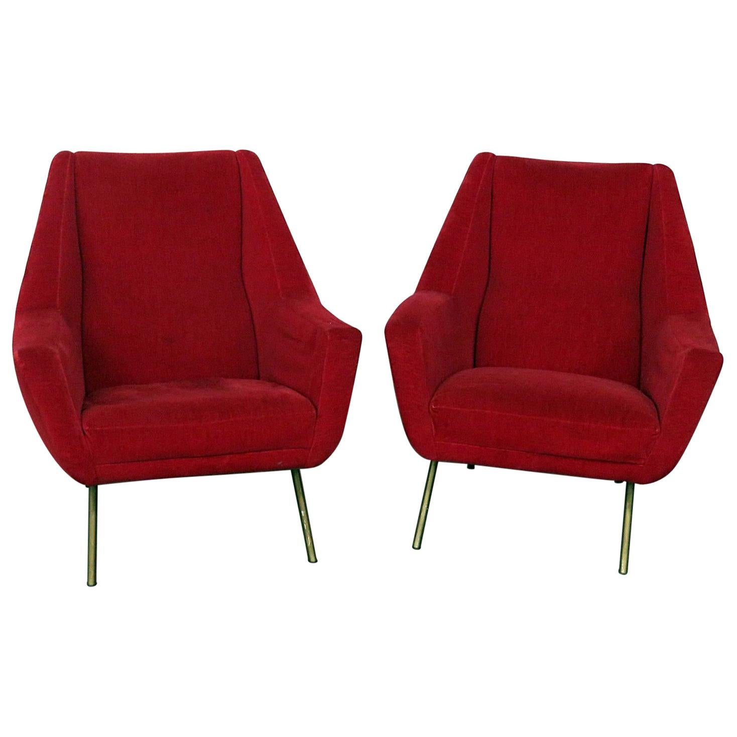 Pair of Italian Modern Lounge Chairs