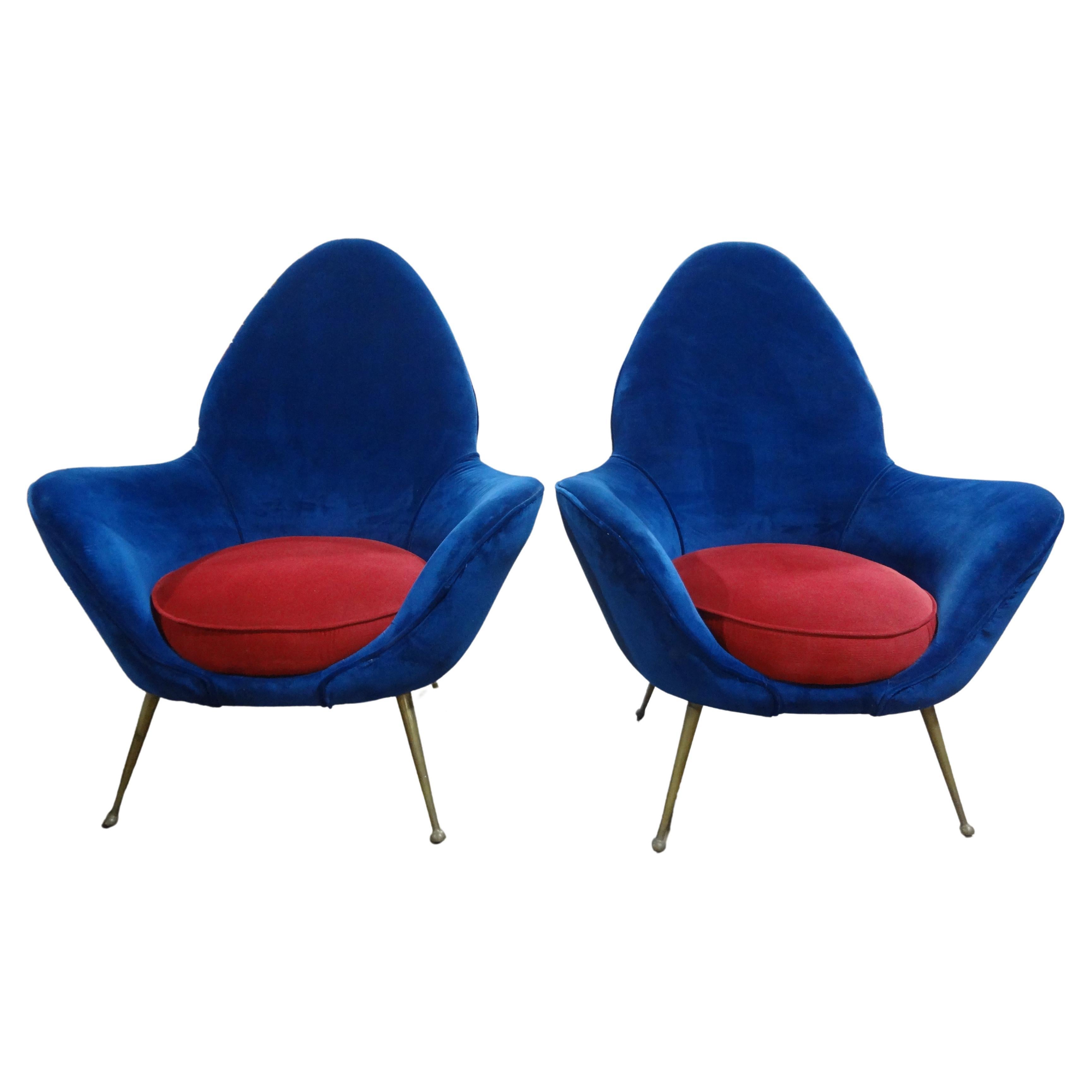 Pair Of Italian Modern Lounge Chairs By Marco Zanuso For Sale