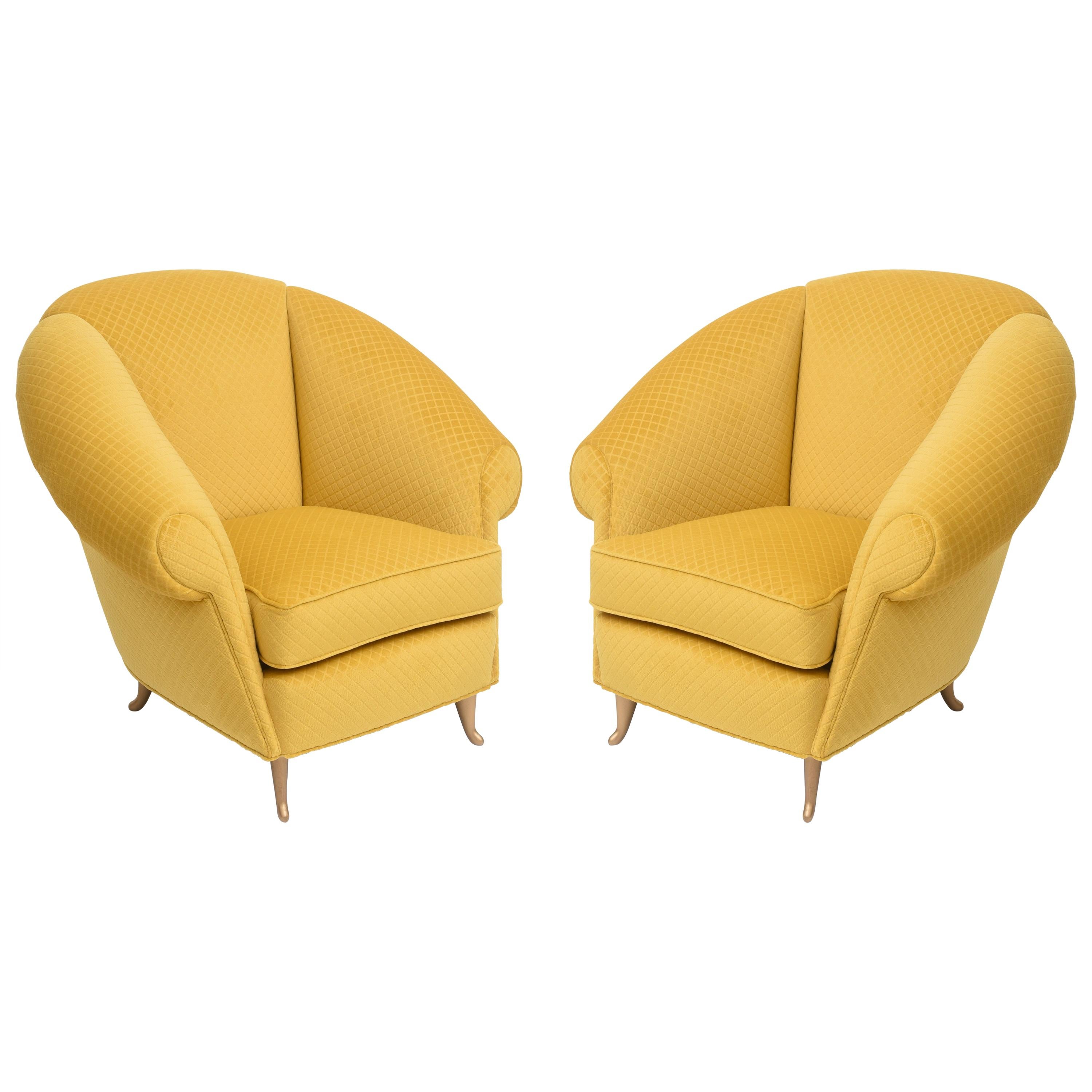 Pair of Italian Modern Lounge Chairs, Gio Ponti for ISA, Model 12690, 1950' For Sale