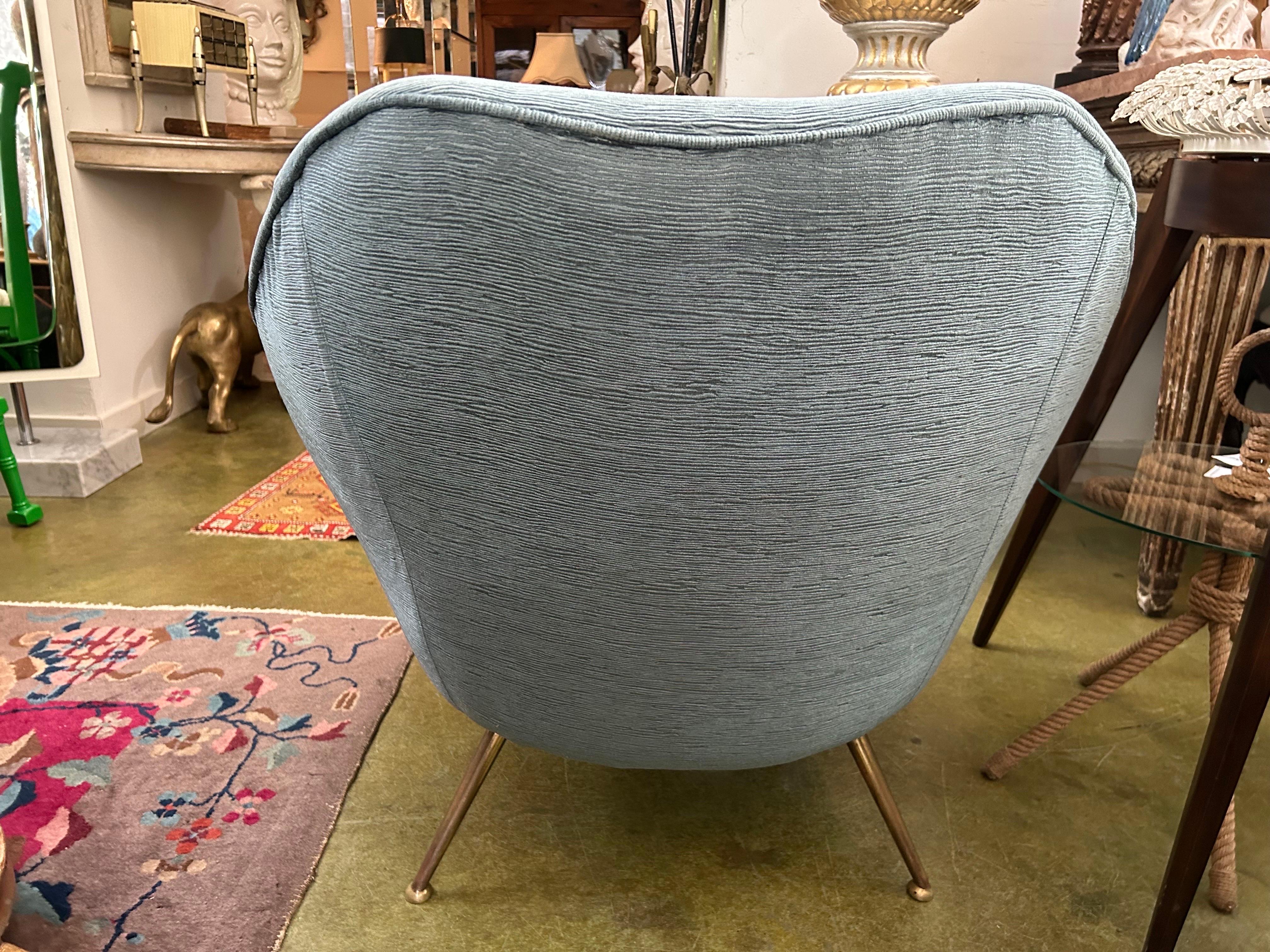 Brass Pair Of Italian Modern Lounge Chairs In The Manner Of Gio Ponti For Sale