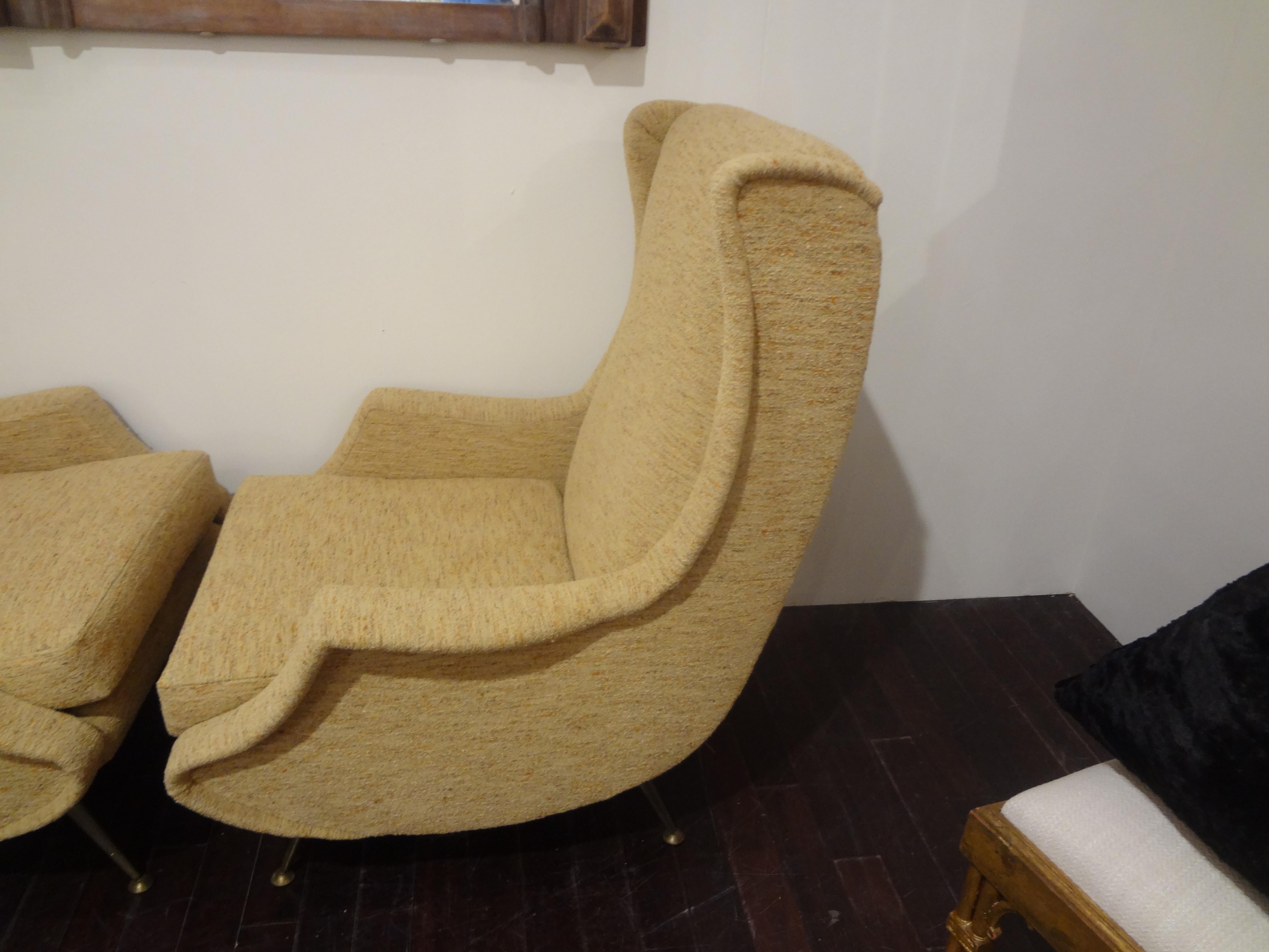 Pair of Italian Mid-Century Lounge Chairs Inspired by Gio Ponti In Good Condition In Houston, TX