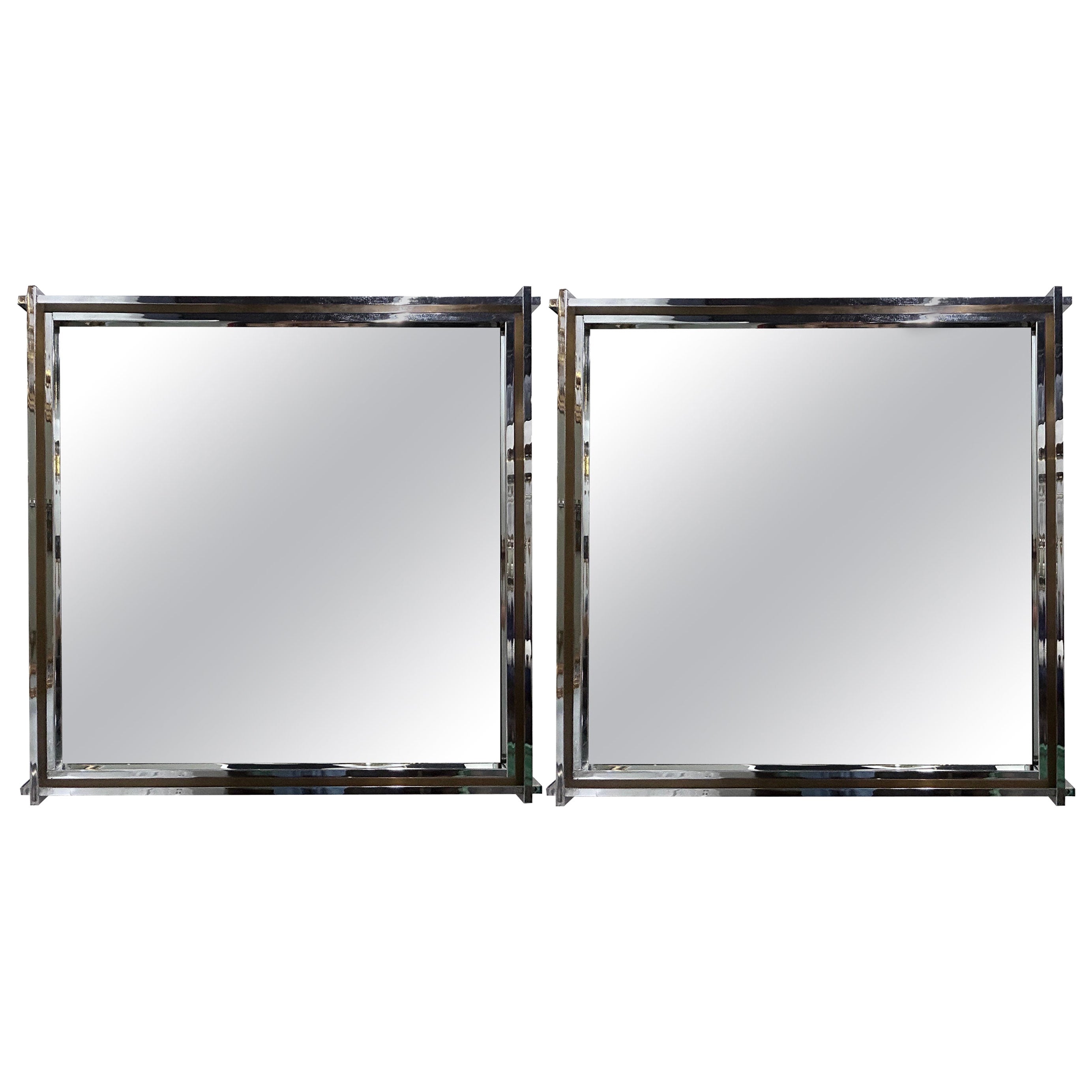 Paire de miroirs modernes italiens par Romeo Rega