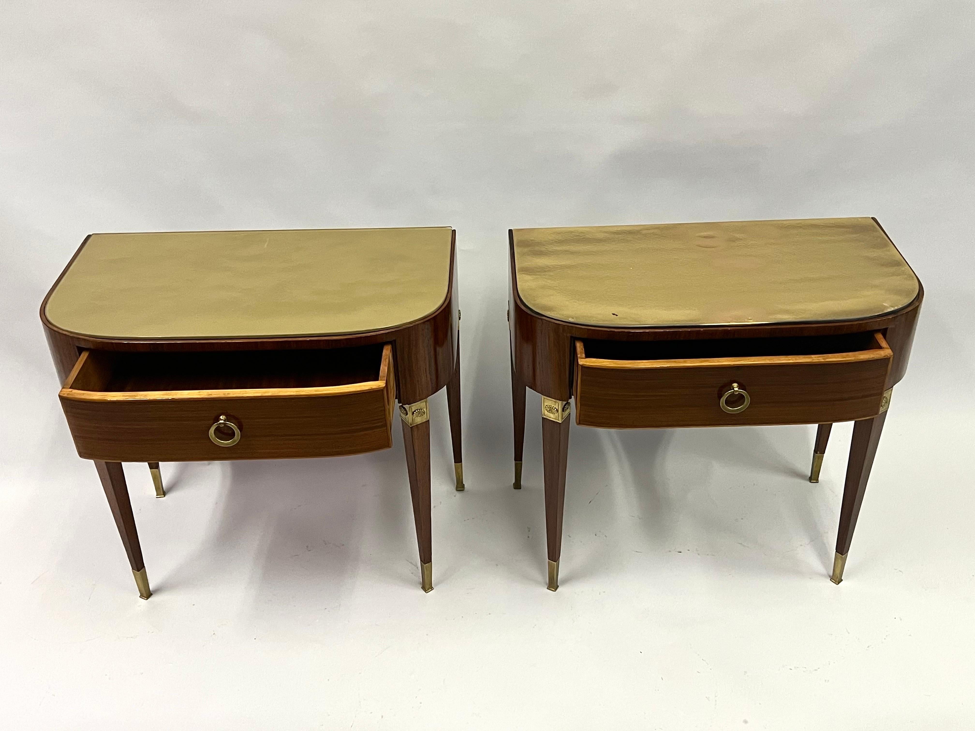 Gilt Pair of Italian Modern Neoclassical End or Side Tables / Nightstands, Gio Ponti For Sale