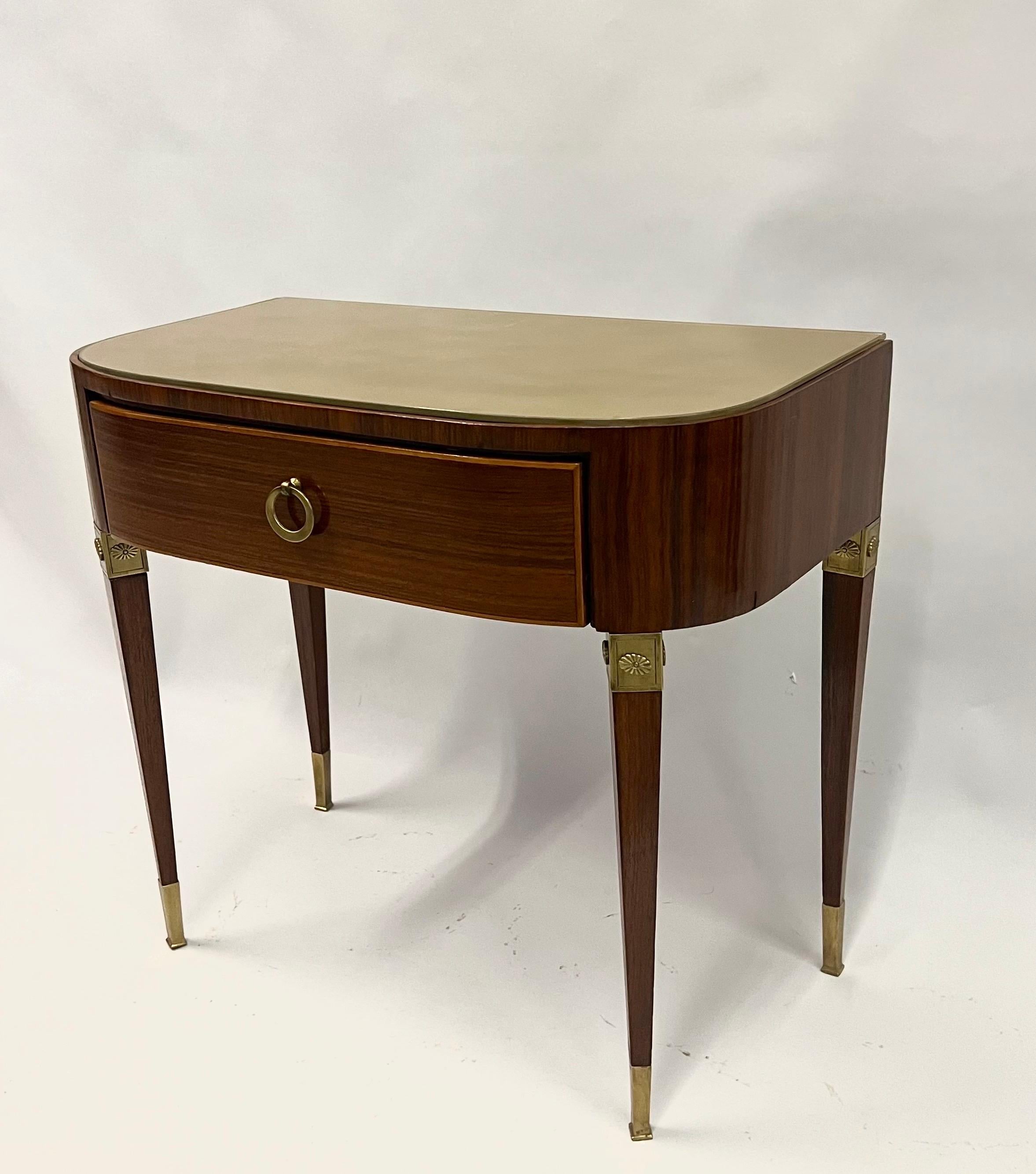 Brass Pair of Italian Modern Neoclassical End or Side Tables / Nightstands, Gio Ponti For Sale