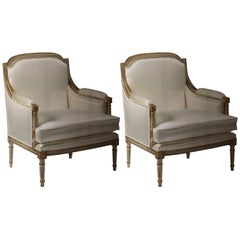 Pair of Italian Modern Neoclassical Louis XVI Style Lounge Chairs, Maison Jansen