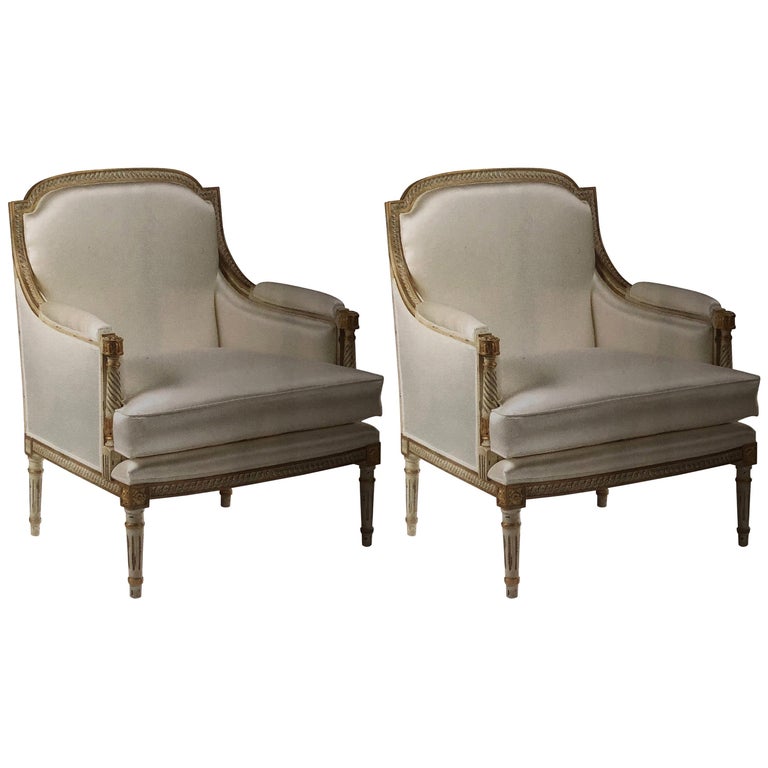 Pair of Italian Modern Neoclassical Louis XVI Style Lounge Chairs, Maison Jansen at 1stDibs