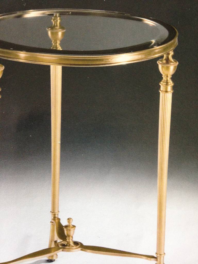 Mid-Century Modern Pair of Italian Modern Neoclassical Solid Brass Side Tables, Maison Jansen