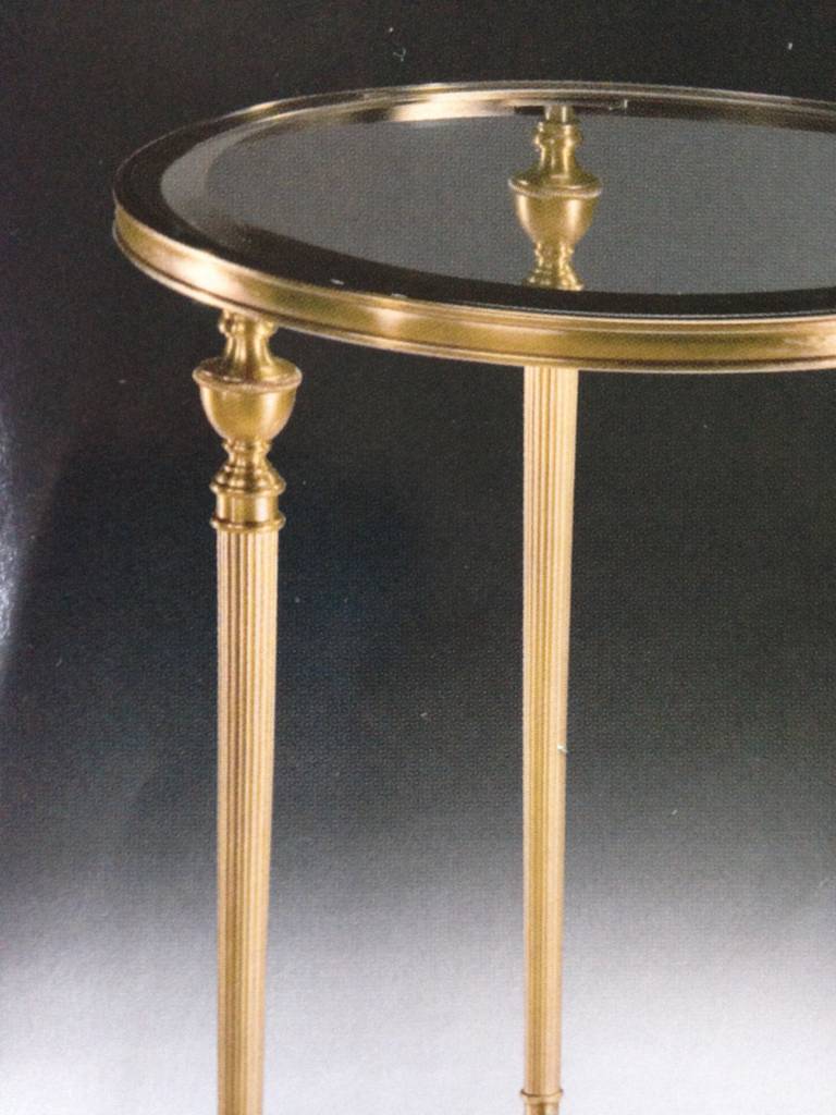 Pair of Italian Modern Neoclassical Solid Brass Side Tables, Maison Jansen In Excellent Condition In New York, NY