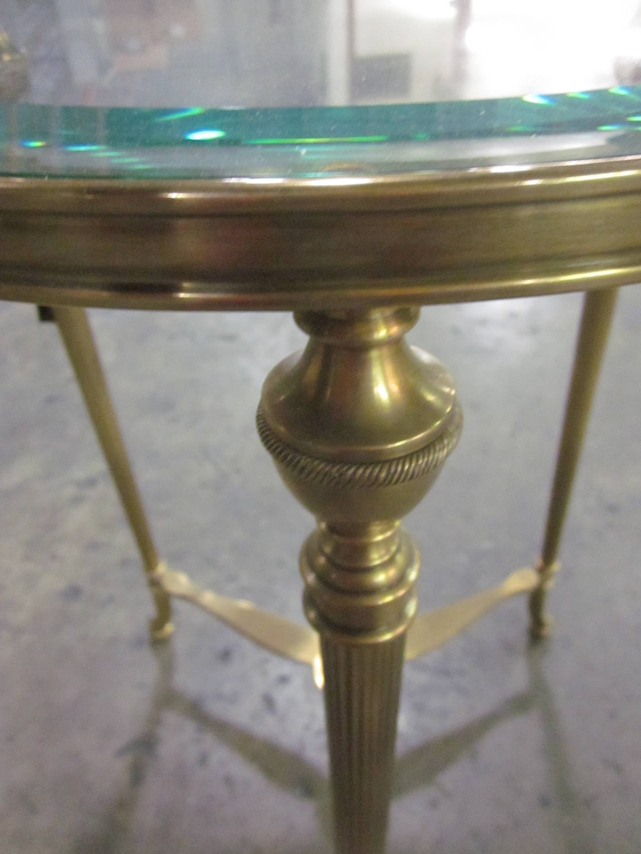 Pair of Italian Modern Neoclassical Solid Brass Side Tables, Maison Jansen 1