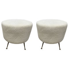 Pair Of Italian Modern Ottomans With Brass Legs