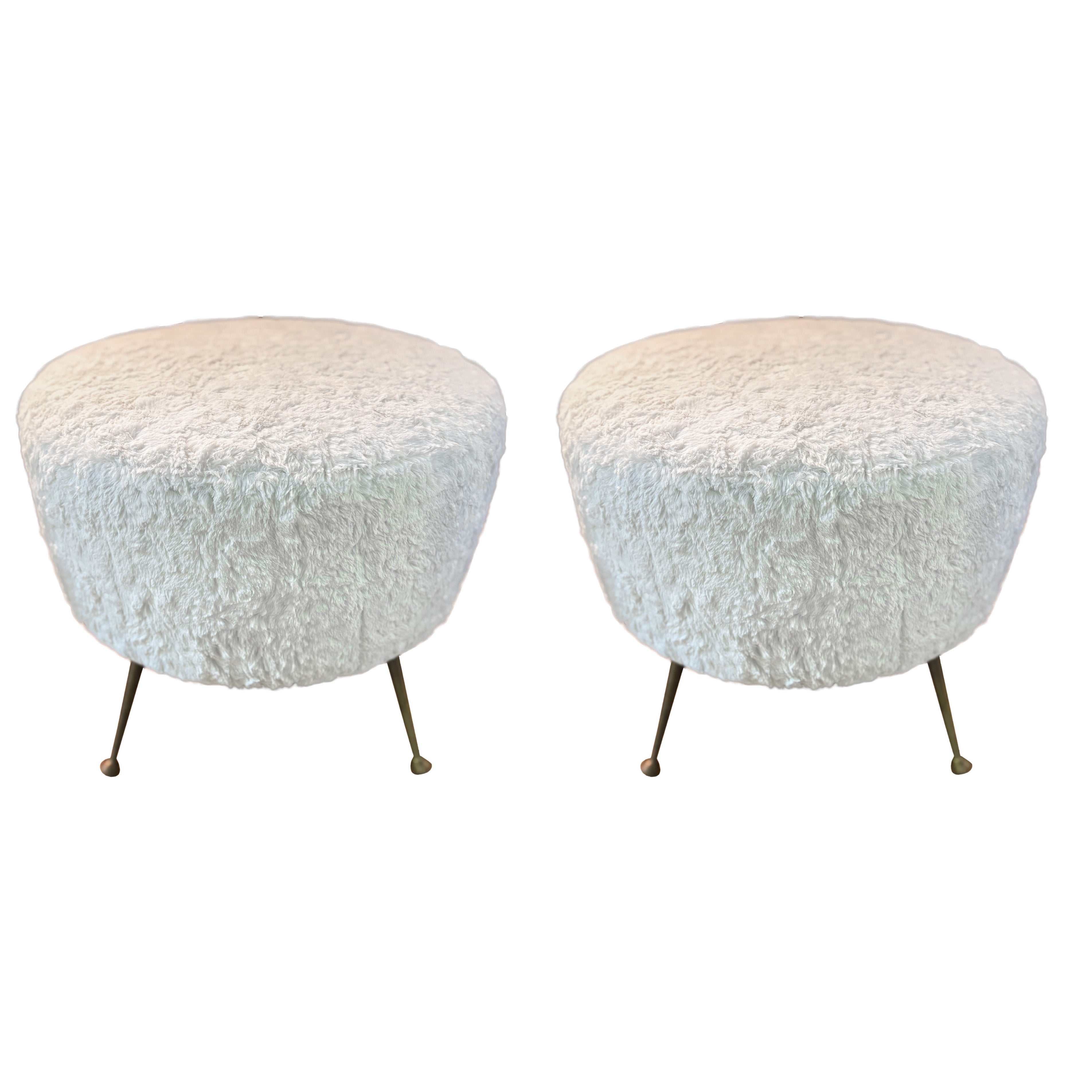 Pair Of Italian Modern Ottomans With Brass Legs