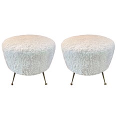 Pair Of Italian Modern Ottomans With Brass Legs