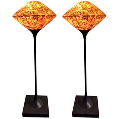 Pair of Italian Modern Pendant lamps with Floral Petal Design