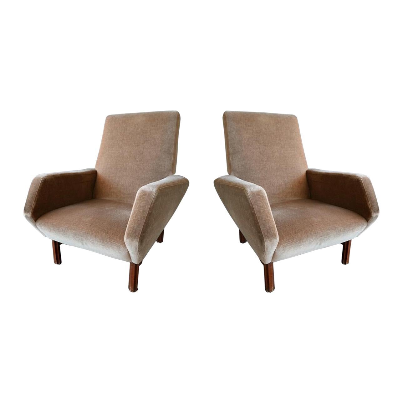 Pair of Italian Modern Prototype Chairs, 1960s, Gianfranco Frattini