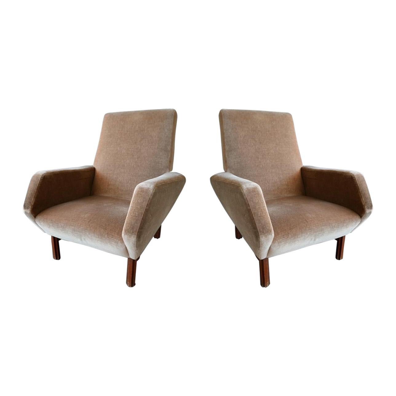 Pair of Italian Modern Prototype Chairs, 1960s, Gianfranco Frattini