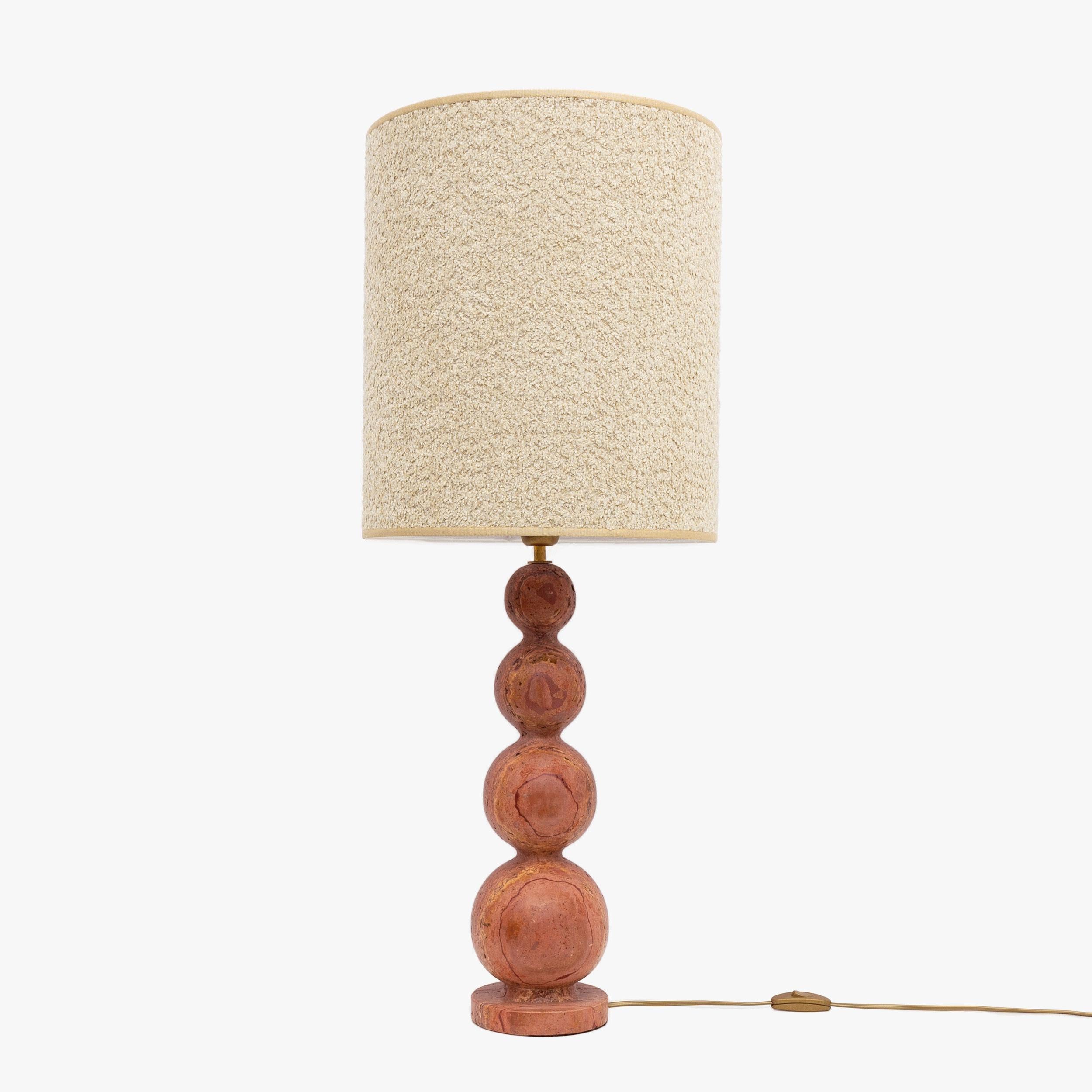 Mid-Century Modern Pair of Italian Modern Red Travertine Sphere Lamps For Sale