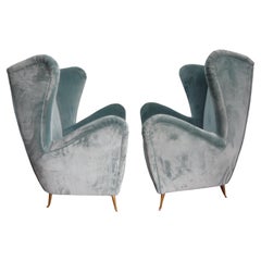 Pair of Italian Modern Sculptural Lounge Chairs Attributed to ISA Bergamo