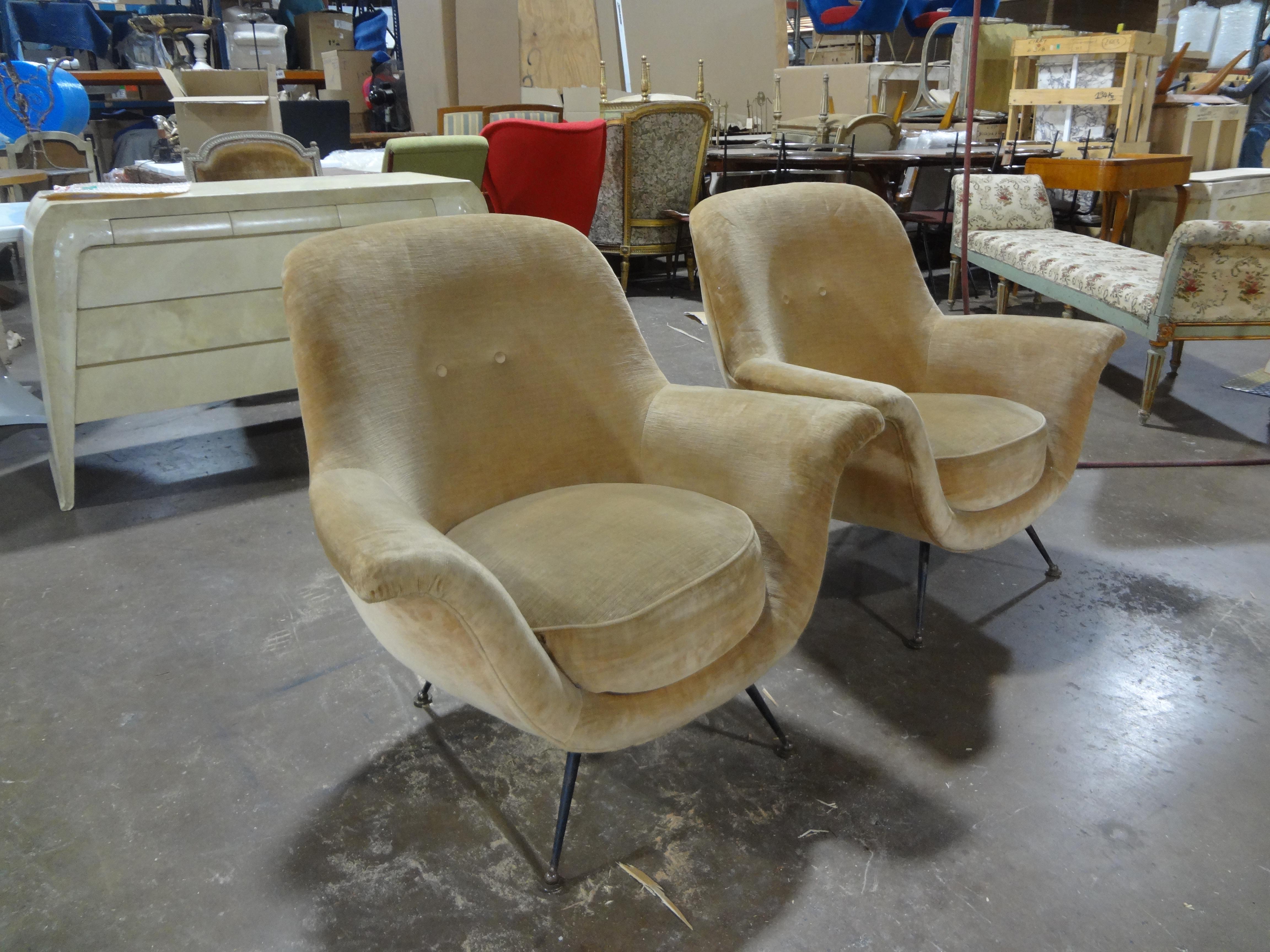 Pair Of Italian Modern Sculptural Lounge Chairs For Sale 2