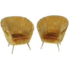 Pair of Italian Modern Shell Form Club Chairs