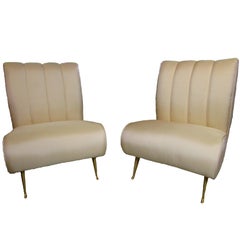 Pair of Italian Modern Slipper Chairs, Isa, Attributed to Gio Ponti