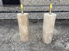 Pair Of Italian Modern Travertine Lamps