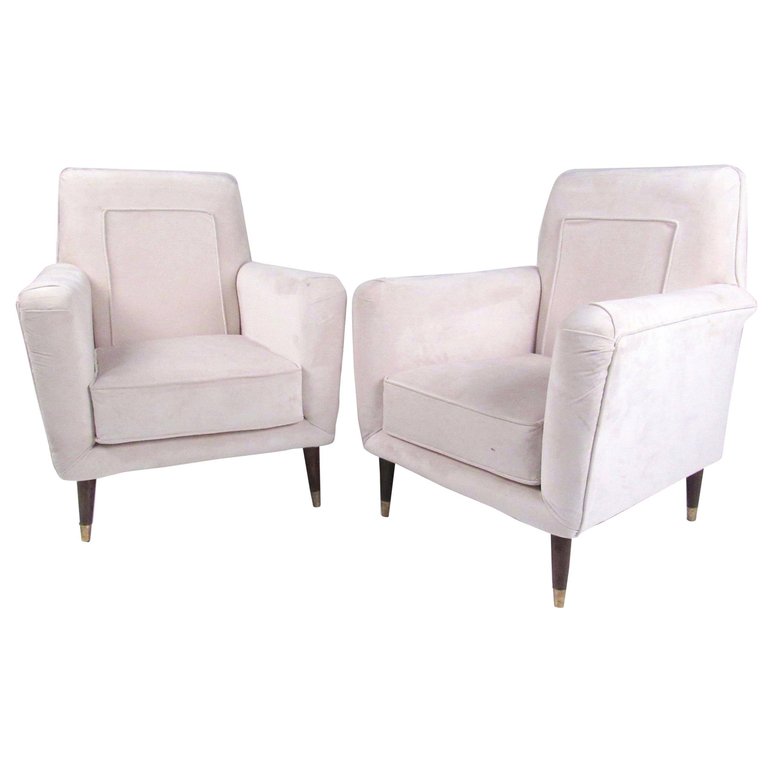 Pair of Italian Modern Upholstered Armchairs 