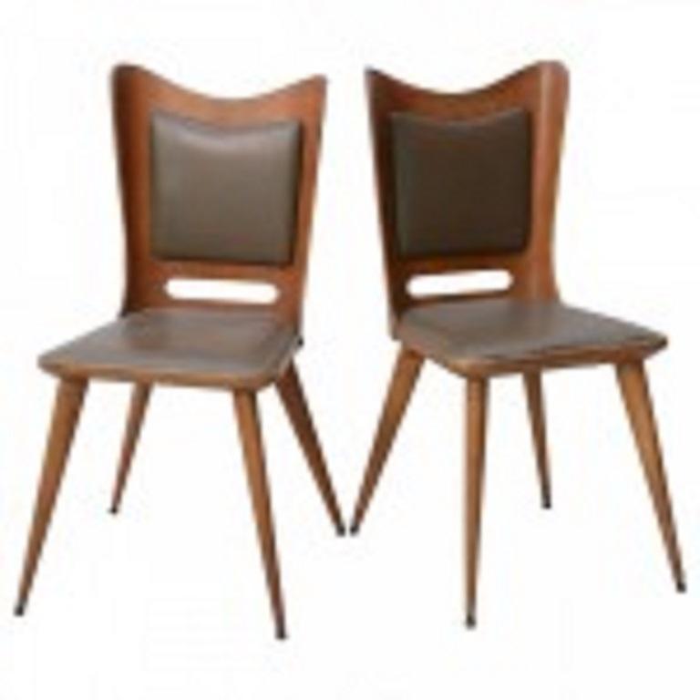 Fait main Paire de chaises d'appoint italiennes modernes en noyer, Guglielmo Ulrich en vente